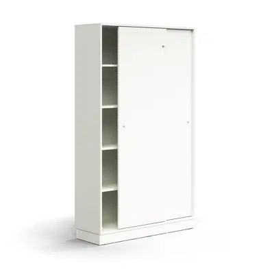 obraz dla Lockable sliding door cabinet QBUS, 4 shelves, base frame, handles, 2020x1200x400 mm