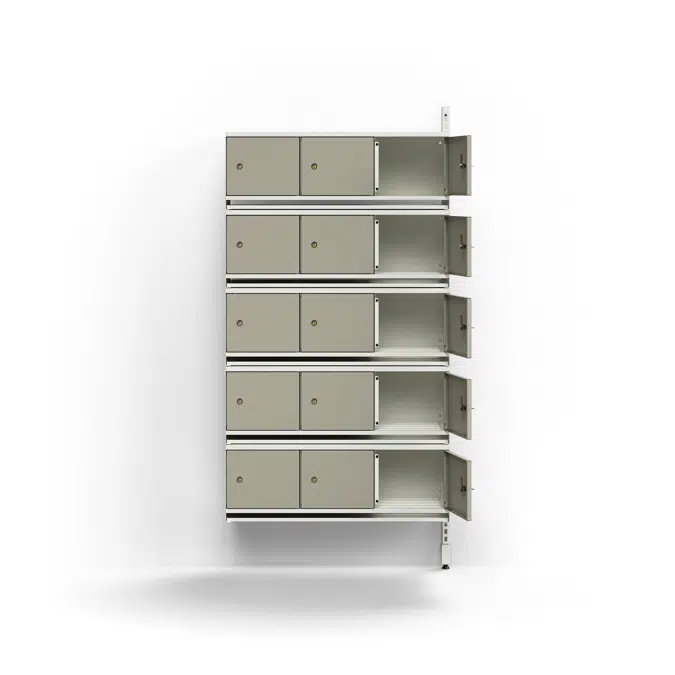 Shoe cabinet ENTRY, add-on wall unit, 15 metal doors, 1800x900x300 mm