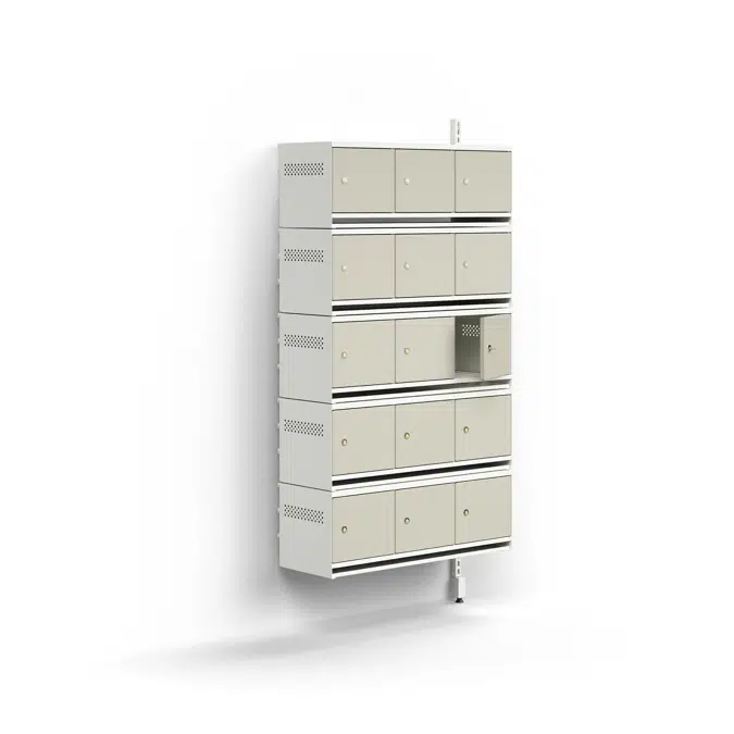 Shoe cabinet ENTRY, add-on wall unit, 15 metal doors, 1800x900x300 mm