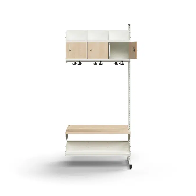Cloakroom unit ENTRY, add-on floor unit, 6 wooden doors, 1800x900x600 mm