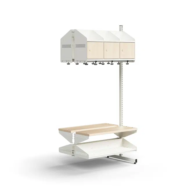 Cloakroom unit ENTRY, add-on floor unit, 6 wooden doors, 1800x900x600 mm