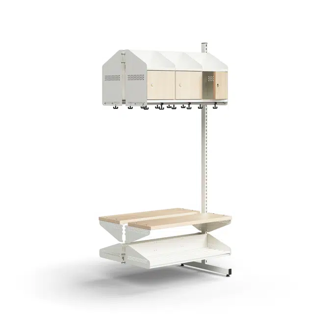 Cloakroom unit ENTRY, add-on floor unit, 6 wooden doors, 1800x900x600 mm