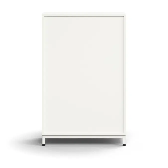 Lockable sliding door cabinet QBUS, 2 shelves, leg frame, handles, 1252x800x400 mm