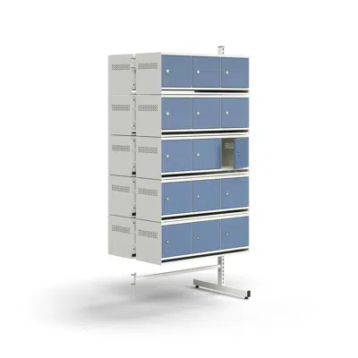 Shoe cabinet ENTRY, add-on floor unit, 30 metal doors, 1800x900x600 mm