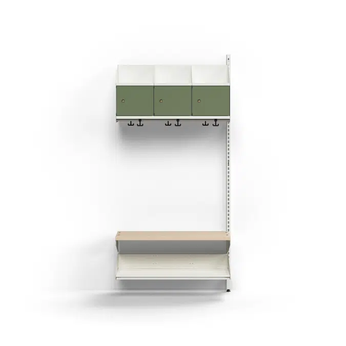 Cloakroom unit ENTRY, add-on wall unit, 3 metal doors, 1800x900x300 mm