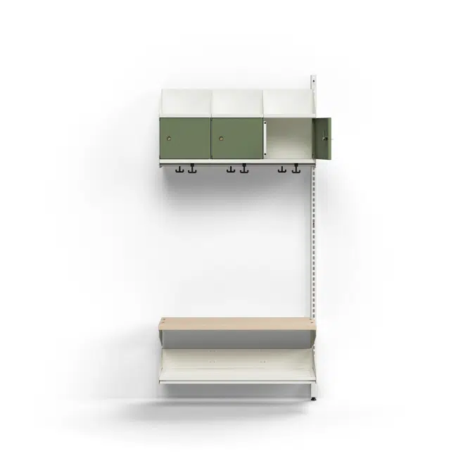 Cloakroom unit ENTRY, add-on wall unit, 3 metal doors, 1800x900x300 mm