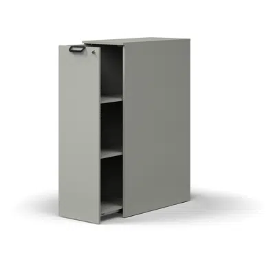 Lockable side cabinet QBUS, left-hand incl. handle, 1250x400x800 mm