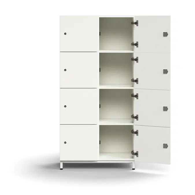 Lockable personal storage QBUS, 8 comps, leg frame, 1636x800x420 mm