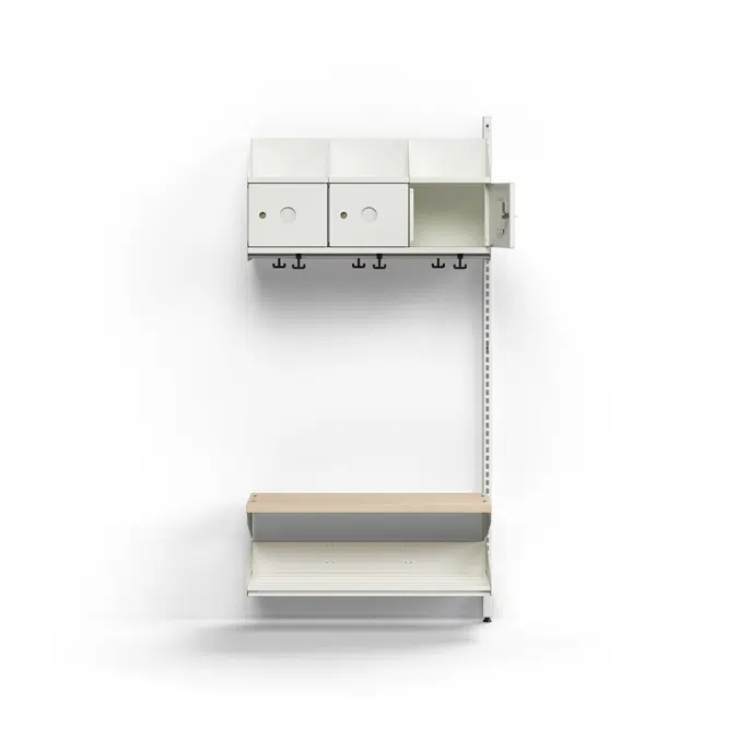 Cloakroom unit ENTRY, add-on wall unit, 3 metal doors for labels, 1800x900x300 mm