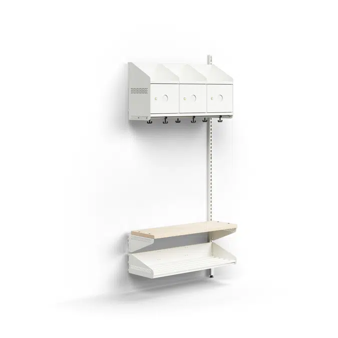 Cloakroom unit ENTRY, add-on wall unit, 3 metal doors for labels, 1800x900x300 mm