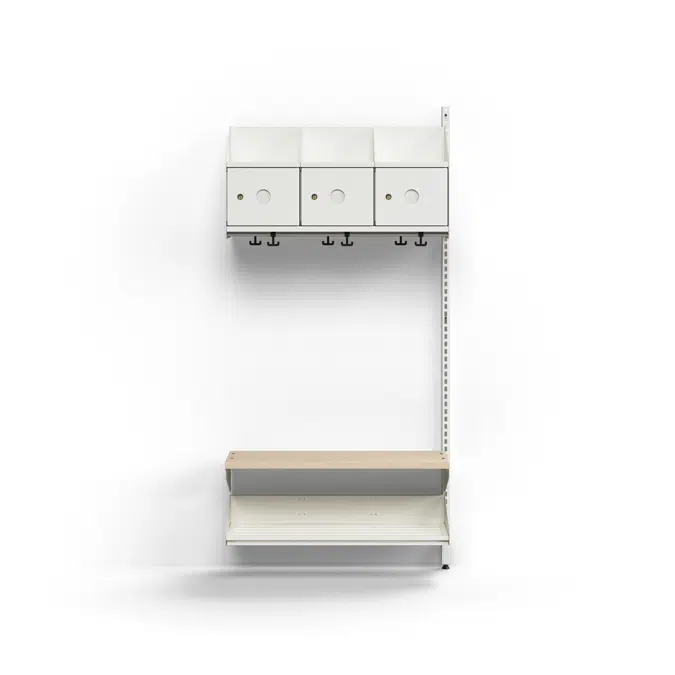 Cloakroom unit ENTRY, add-on wall unit, 3 metal doors for labels, 1800x900x300 mm
