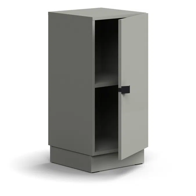 Cabinet QBUS, 1 shelf, base frame, handle, 868x400x420 mm