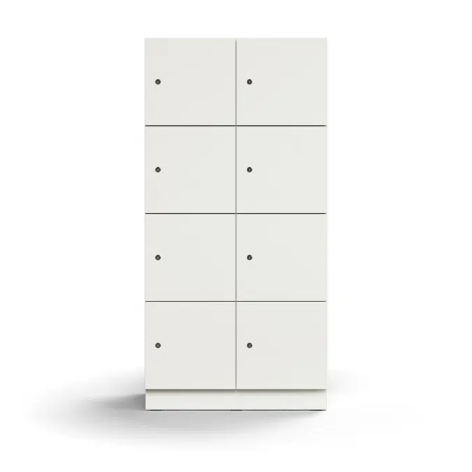 Lockable personal storage QBUS, 8 comps, base frame, 1636x800x420 mm