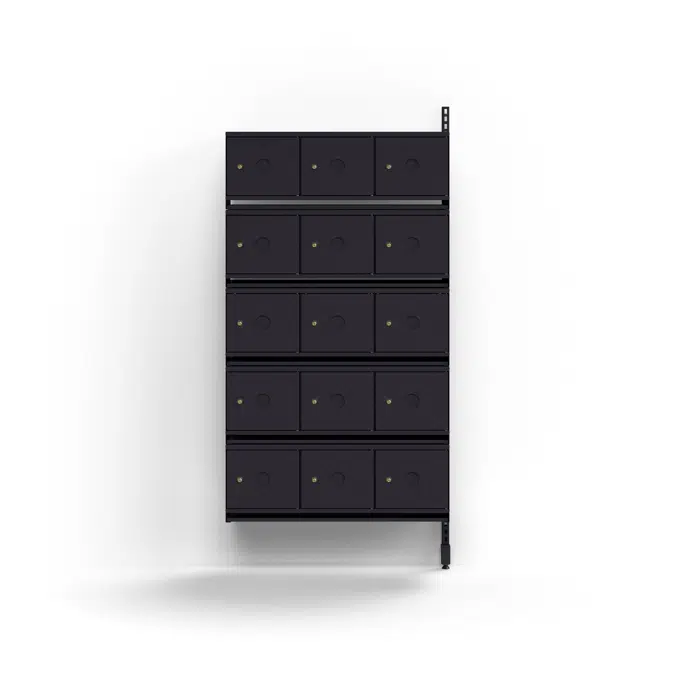 Shoe cabinet ENTRY, add-on wall unit, 15 metal doors for labels, 1800x900x300 mm