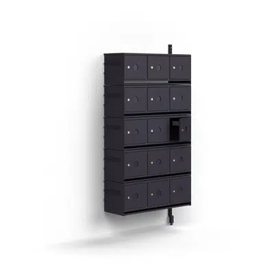 Shoe cabinet ENTRY, add-on wall unit, 15 metal doors for labels, 1800x900x300 mm