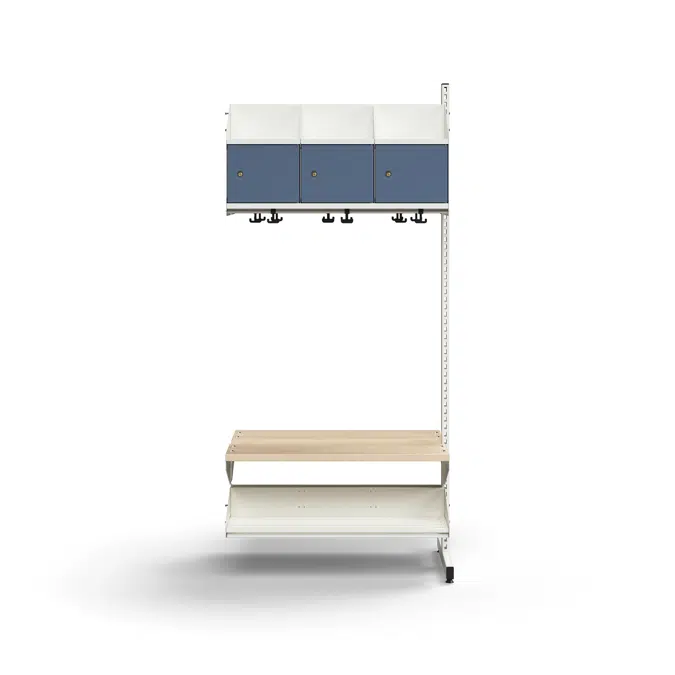 Cloakroom unit ENTRY, add-on floor unit, 6 metal doors, 1800x900x600 mm