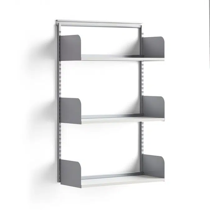 Wall shelving SHAPE with wood shelves 1237x800x300mm