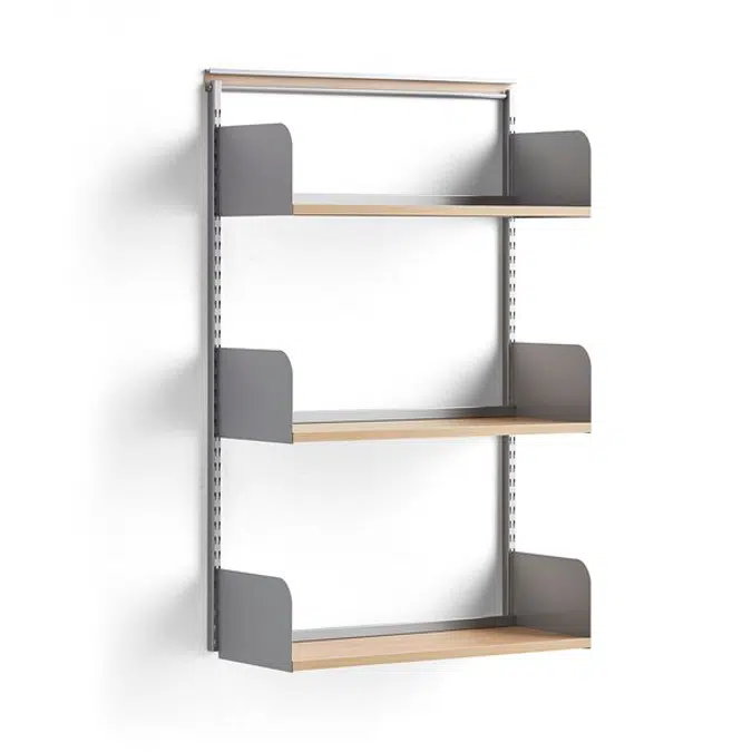 Wall shelving SHAPE with wood shelves 1237x800x300mm