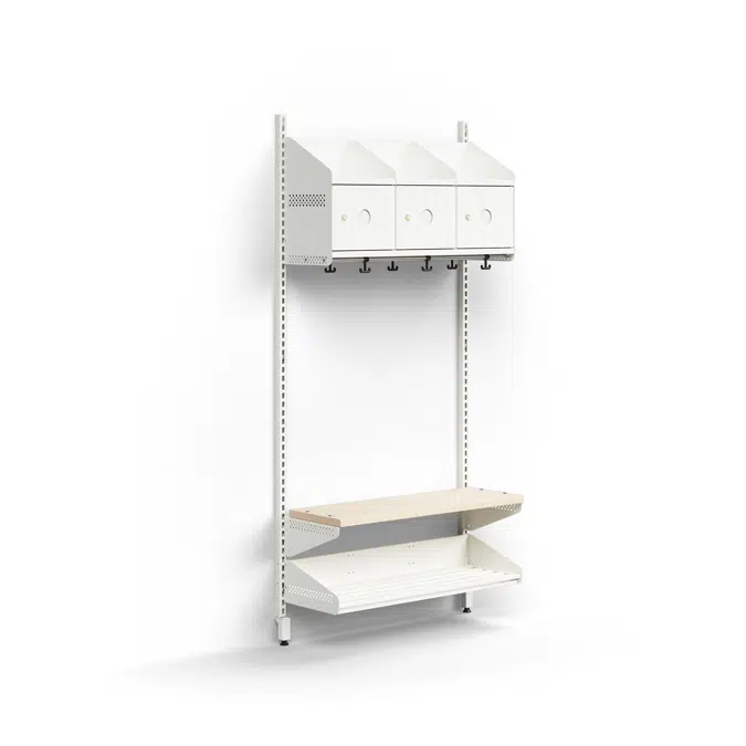 Cloakroom unit ENTRY, basic wall unit, 3 metal doors for labels, 1800x900x300 mm