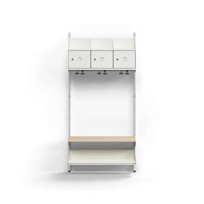 Cloakroom unit ENTRY, basic wall unit, 3 metal doors for labels, 1800x900x300 mm