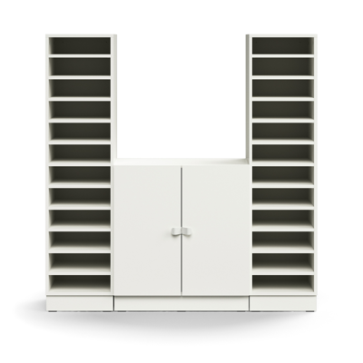 Image for Pigeon hole unit QBUS, 22 shelves + cupboard, base frame, 1636x1600x420 mm