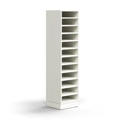 Pigeon hole unit QBUS, 11 shelves, base frame, 1636x400x400 mm