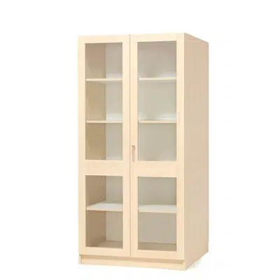 Wooden storage cabinet THEO with tall glass doors 1000x600x2100mm