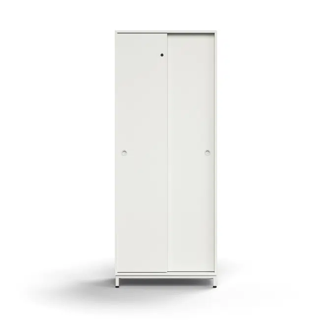 Lockable sliding door cabinet QBUS, 4 shelves, leg frame, handles, 2020x800x400 mm
