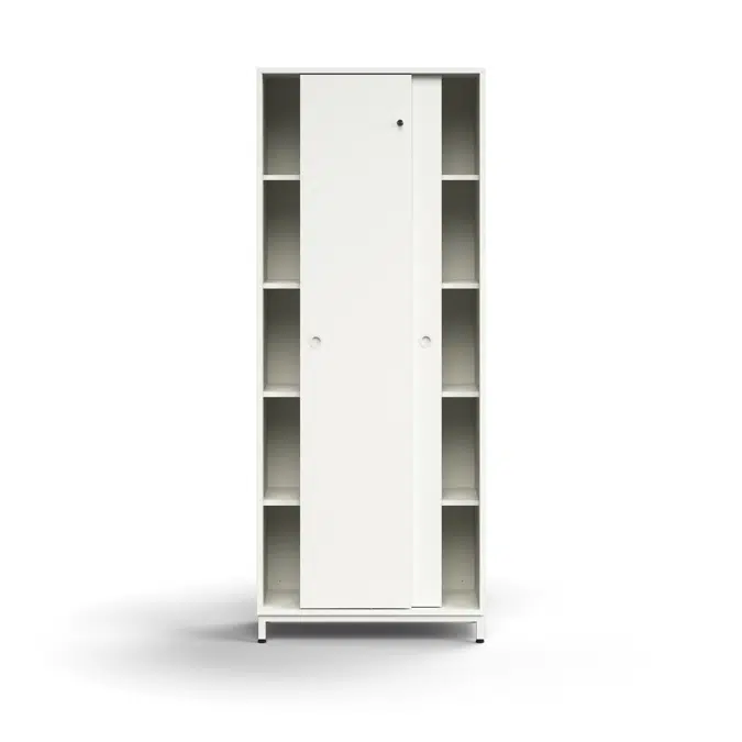 Lockable sliding door cabinet QBUS, 4 shelves, leg frame, handles, 2020x800x400 mm