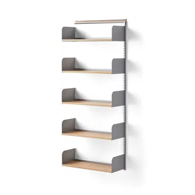 Wall shelving SHAPE with wood shelves add-on-unit 1951x800x300mm