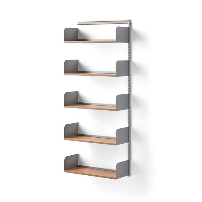 Wall shelving SHAPE with wood shelves add-on-unit 1951x800x300mm