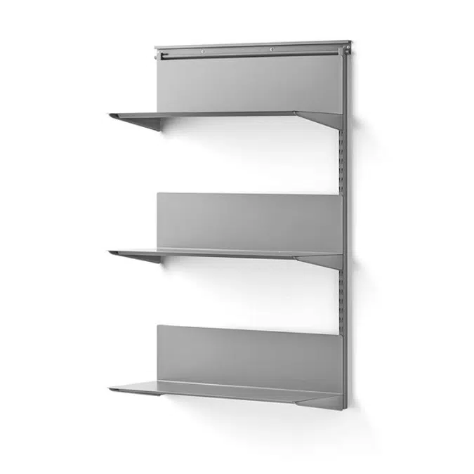 Wall shelving SHAPE with metal shelves add-on unit 1237x805x300mm