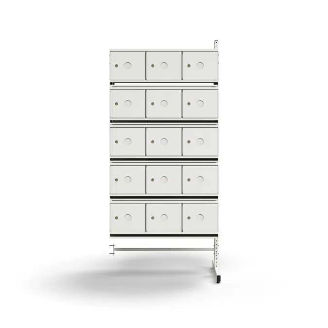 Shoe cabinet ENTRY, add-on floor unit, 30 metal doors for labels, 1800x900x600 mm