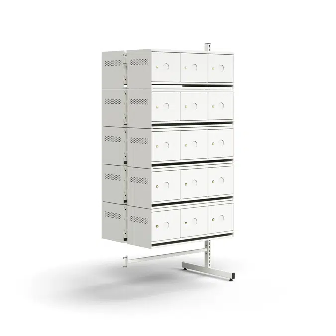 Shoe cabinet ENTRY, add-on floor unit, 30 metal doors for labels, 1800x900x600 mm