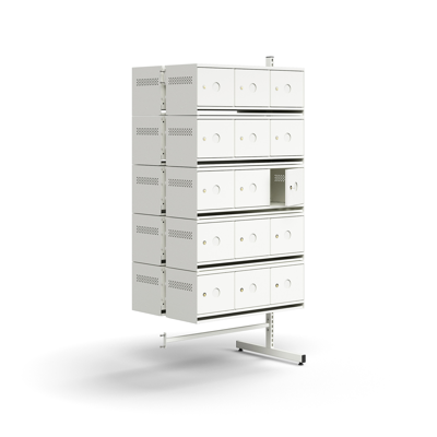 Shoe cabinet ENTRY, add-on floor unit, 30 metal doors for labels, 1800x900x600 mm图像