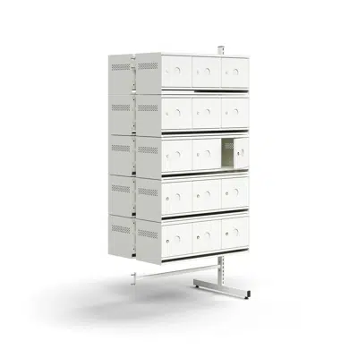 Image for Shoe cabinet ENTRY, add-on floor unit, 30 metal doors for labels, 1800x900x600 mm