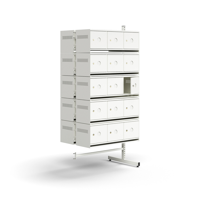 Shoe cabinet ENTRY, add-on floor unit, 30 metal doors for labels, 1800x900x600 mm