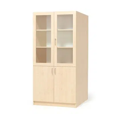 Wooden storage cabinet THEO with half glass doors 1000x600x2100mm