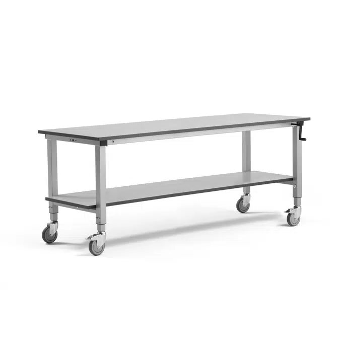 Mobile workbench MOTION with bottom shelf manual 2000x600mm