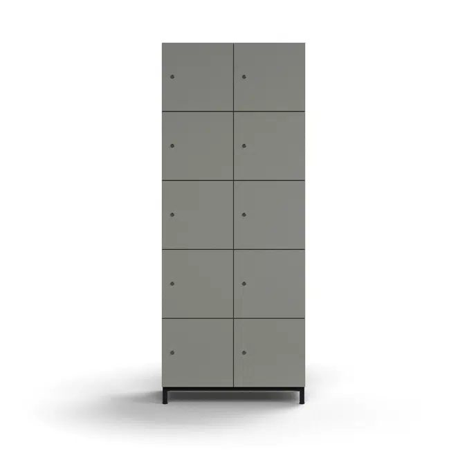 Lockable personal storage QBUS, 10 comps, leg frame, 2020x800x420 mm