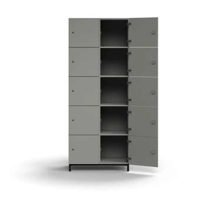 Lockable personal storage QBUS, 10 comps, leg frame, 2020x800x420 mm