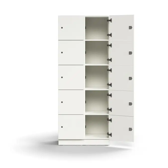 Lockable personal storage QBUS, 10 comps, base frame, 2020x800x420 mm