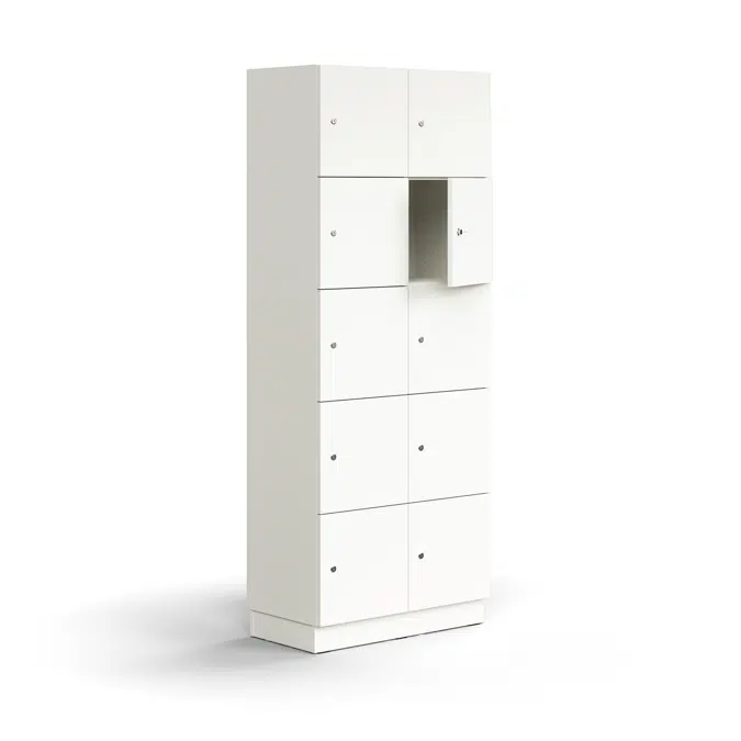 Lockable personal storage QBUS, 10 comps, base frame, 2020x800x420 mm
