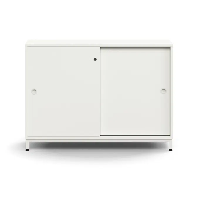 Lockable sliding door cabinet QBUS, 1 shelf, leg frame, handles, 868x1200x400 mm