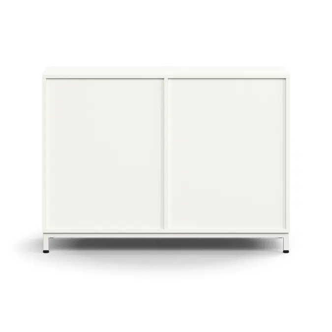 Lockable sliding door cabinet QBUS, 1 shelf, leg frame, handles, 868x1200x400 mm