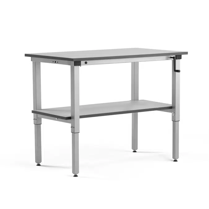 Height adjustable workbench MOTION + bottom shelf 1200x600mm