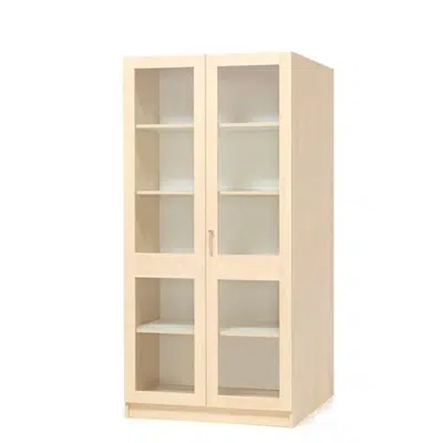 Wooden storage cabinet THEO with tall glass doors 1000x470x2100mm