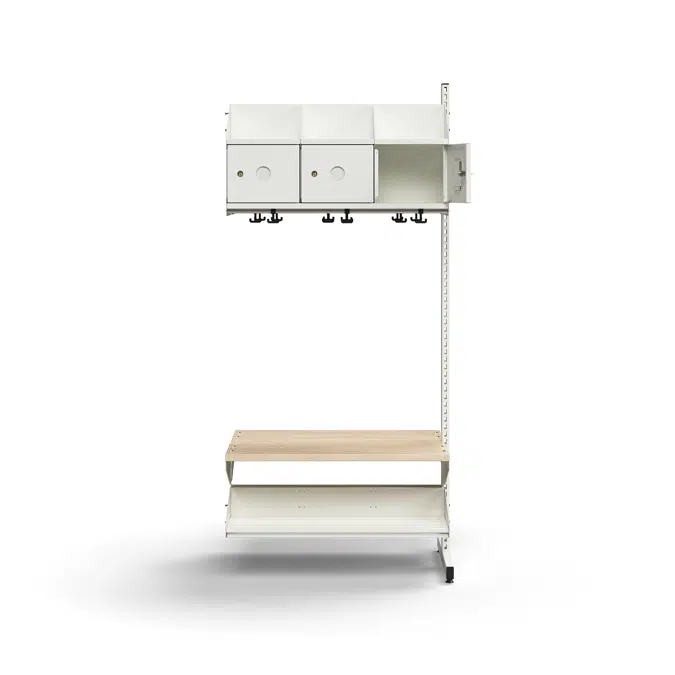 Cloakroom unit ENTRY, add-on floor unit, 6 metal doors for labels, 1800x900x600 mm