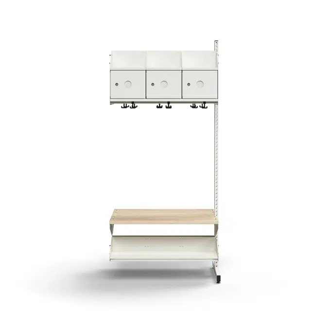 Cloakroom unit ENTRY, add-on floor unit, 6 metal doors for labels, 1800x900x600 mm