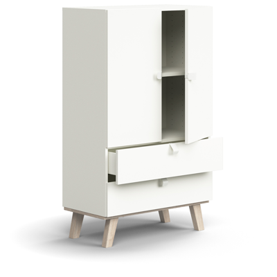 Image for Cabinet QBUS, 2 shelves + 2 drawers, leg frame, handles, 1332x800x420 mm